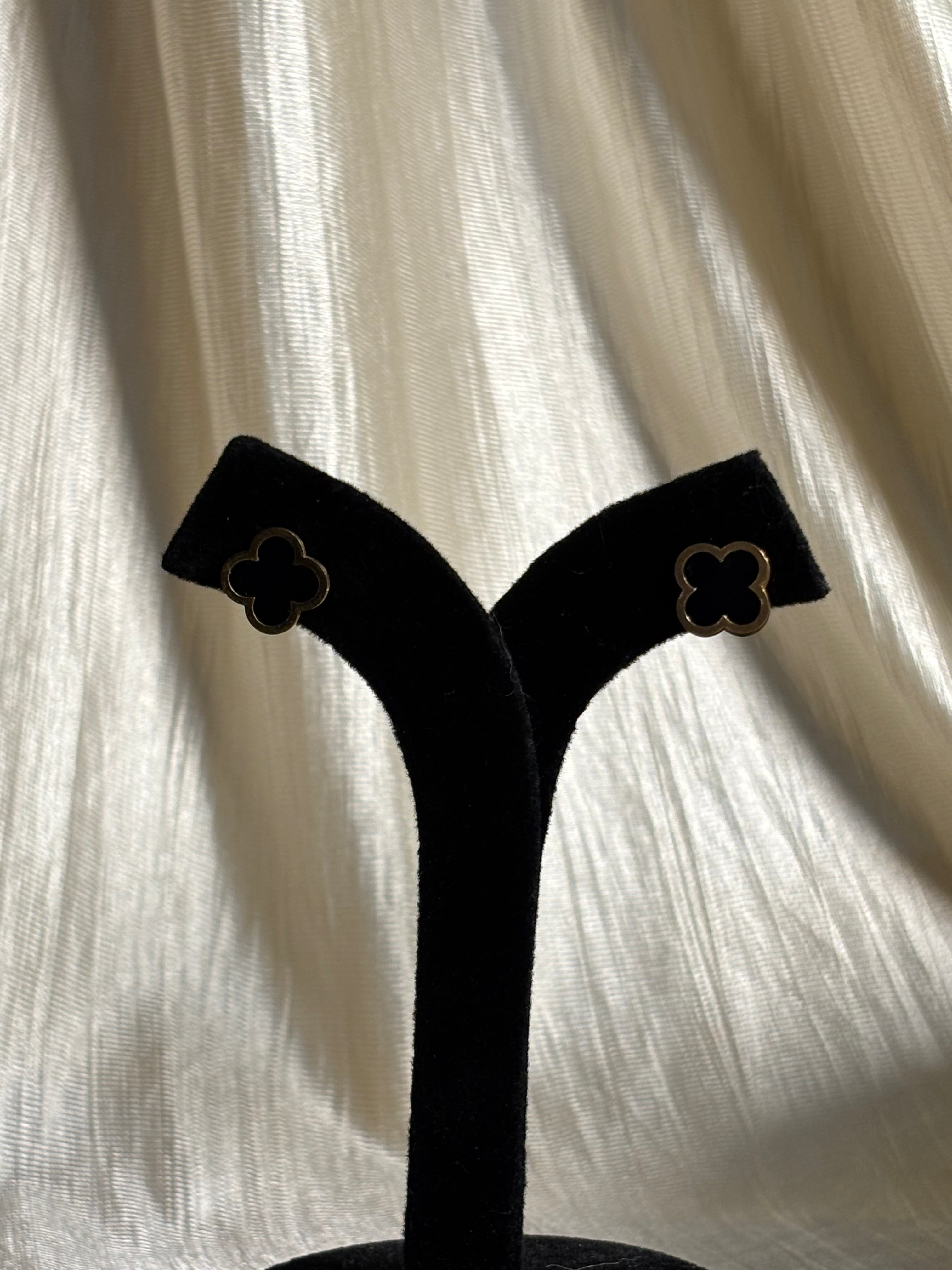 Black Clover Gold Stud Earrings