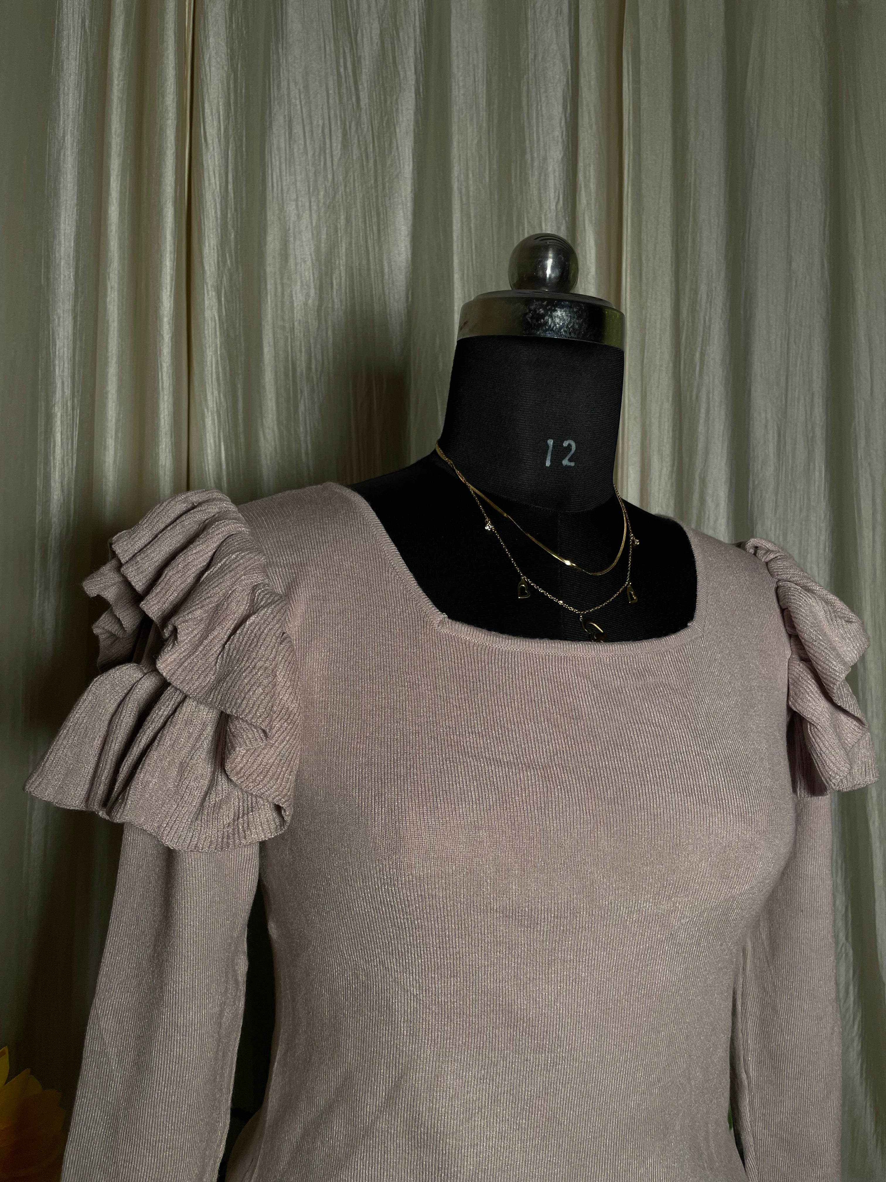 Blush Ruffle Elegance Knit Top