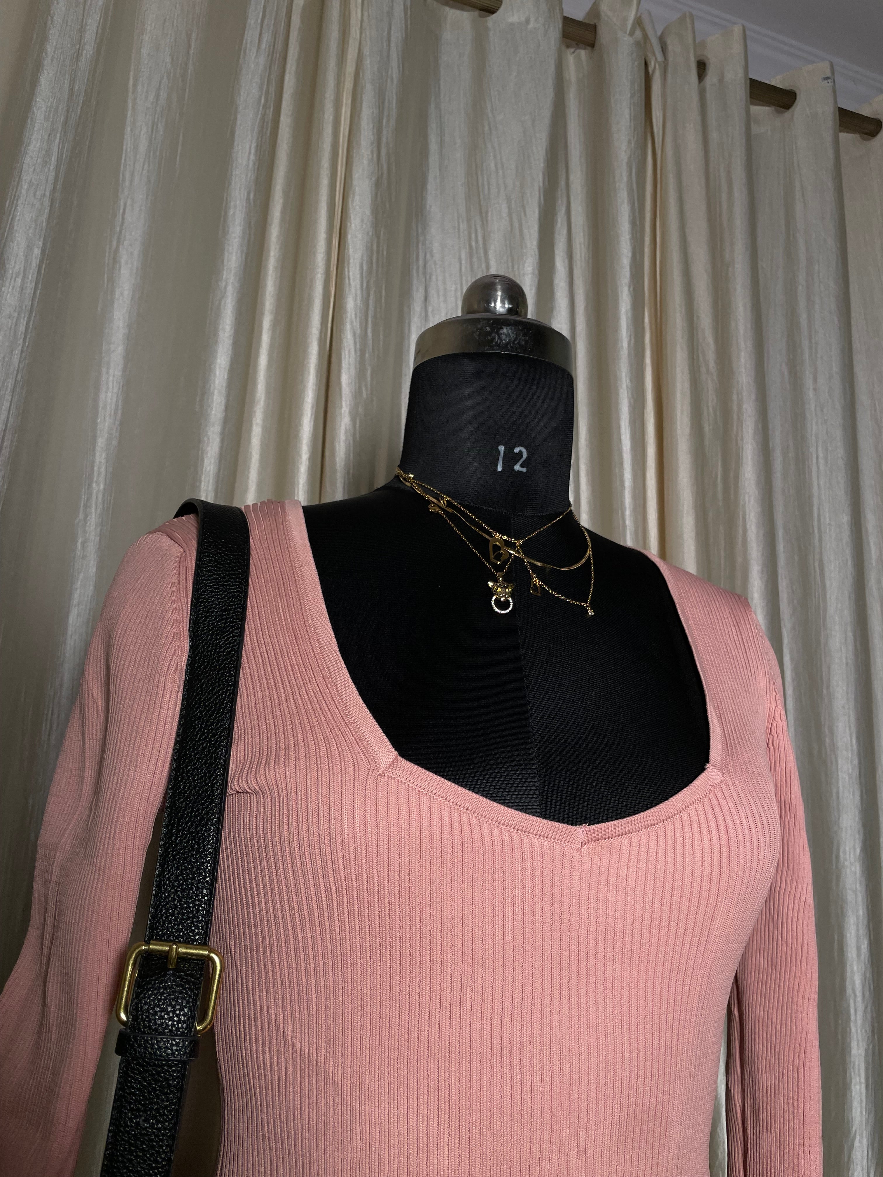 Blush Ribbed Criss-Back Sweetheart Top