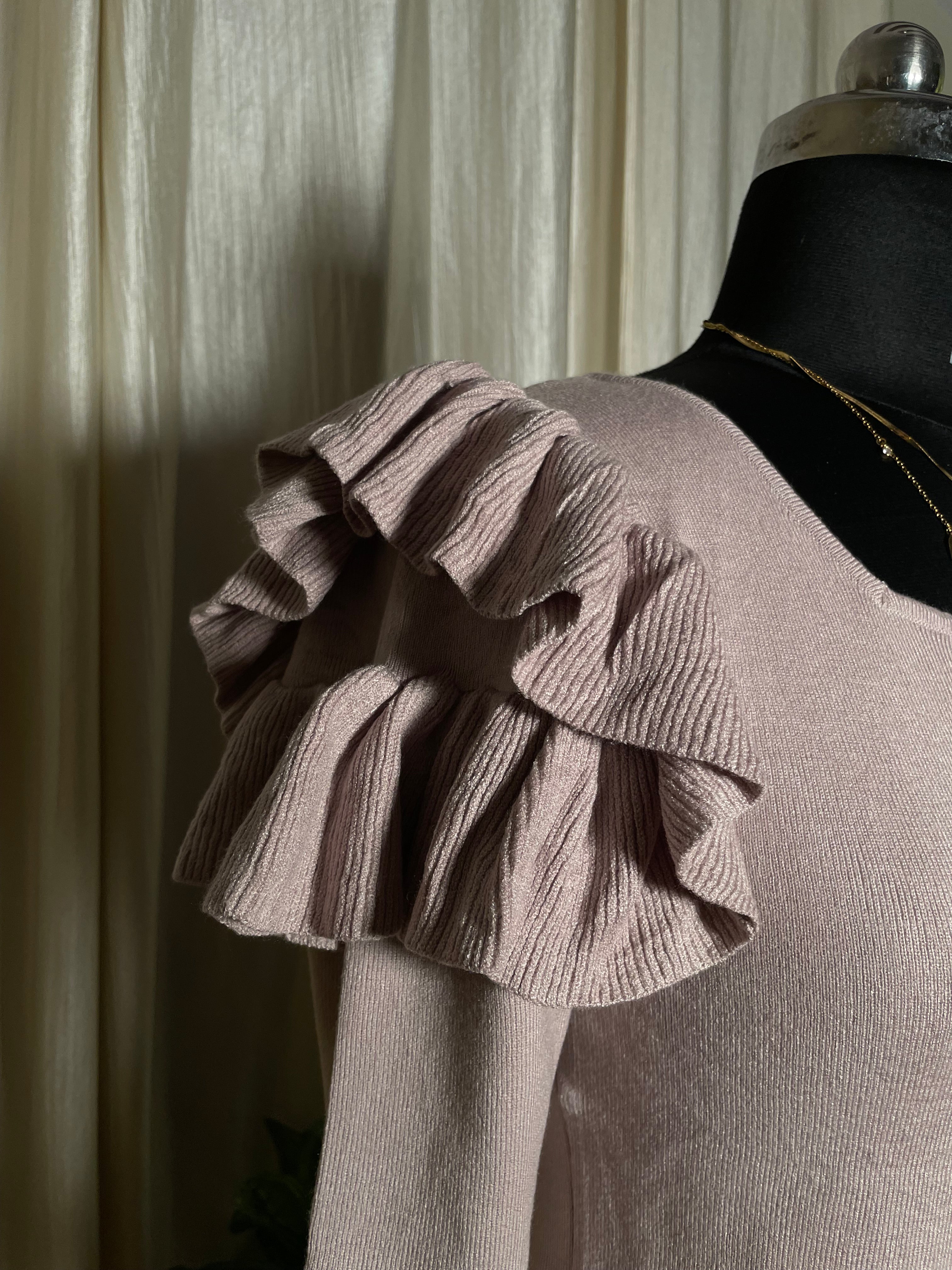 Blush Ruffle Elegance Knit Top