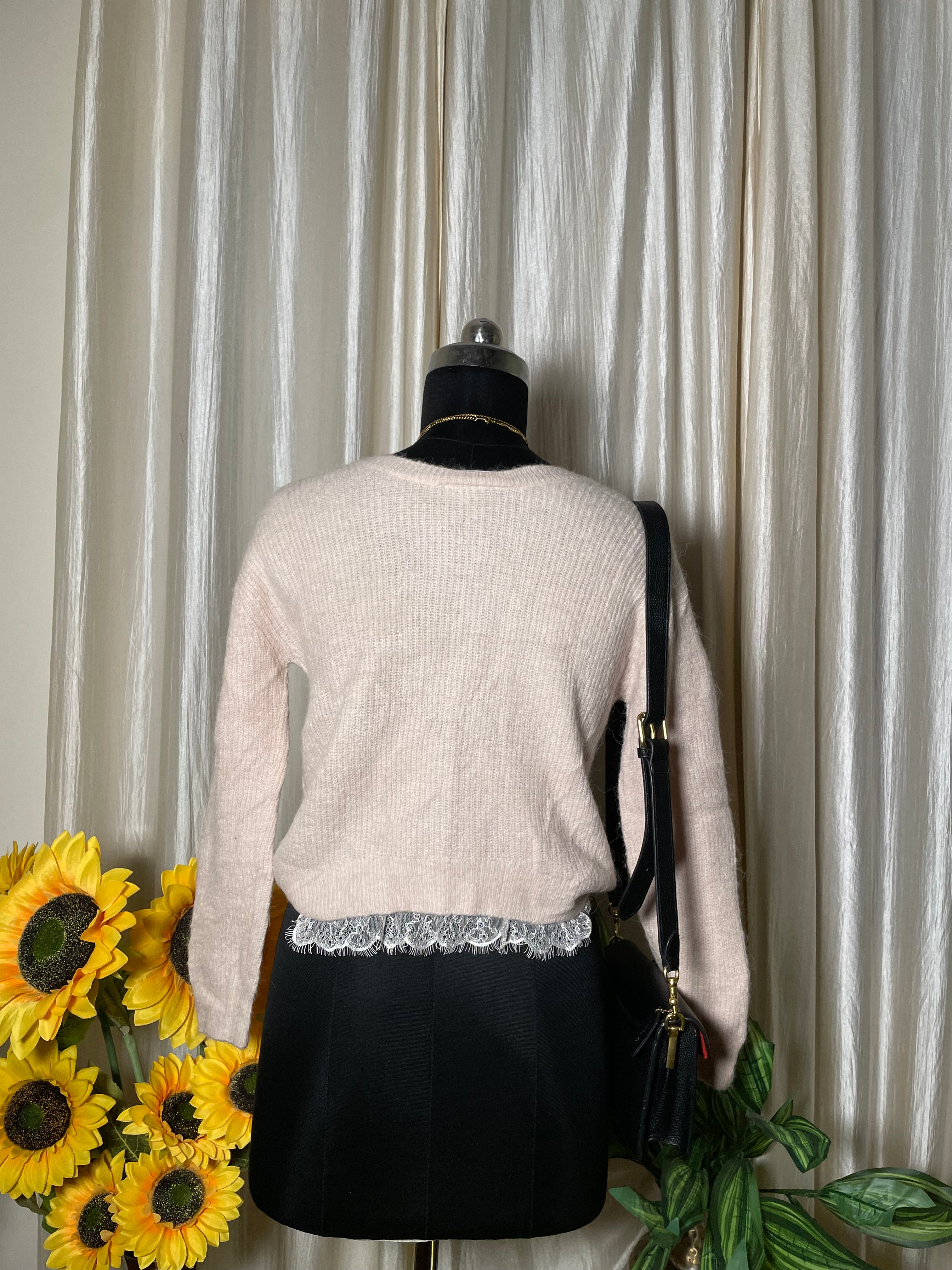 Blush V-Neck Cozy Knit Sweater