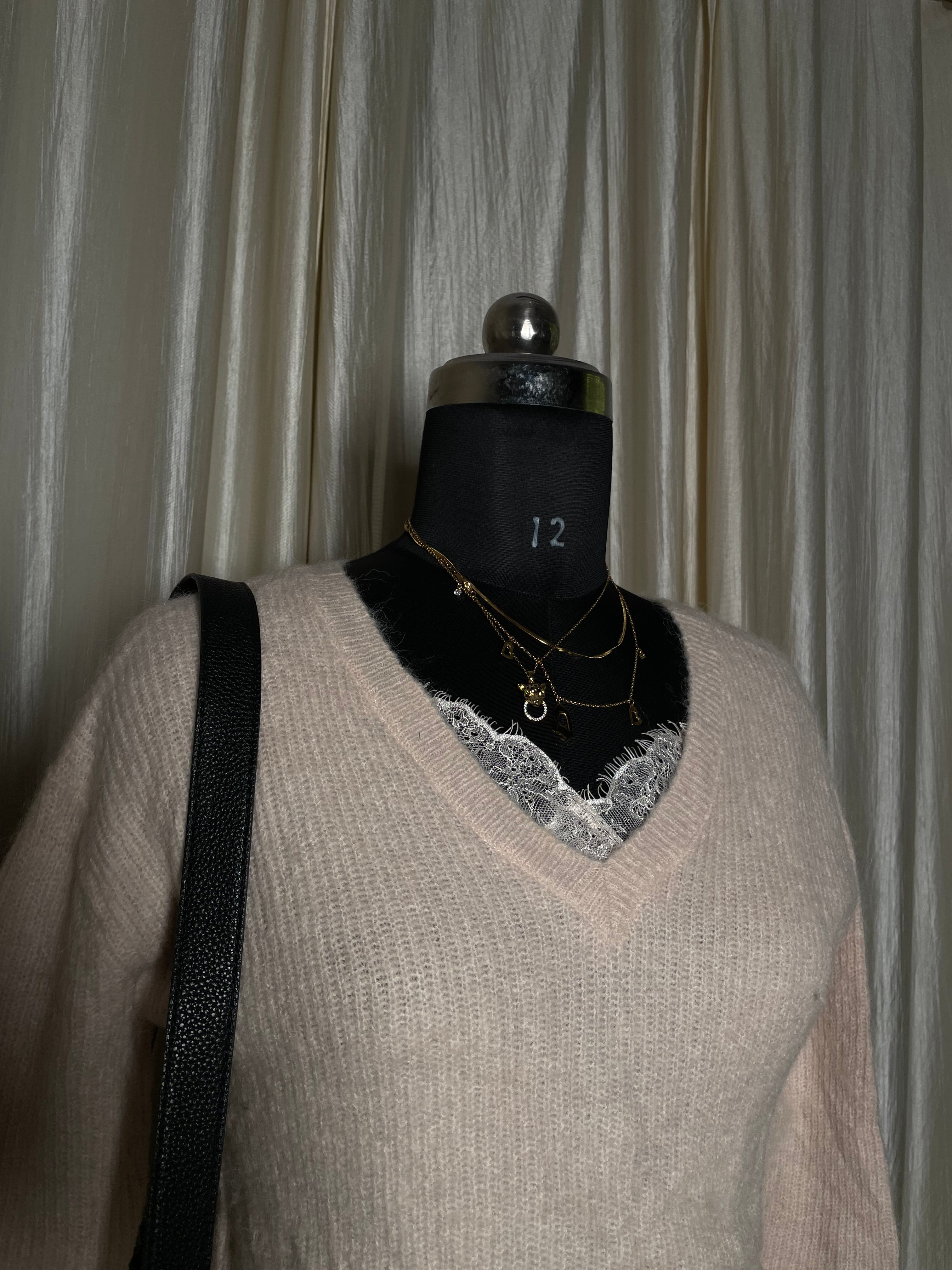 Blush V-Neck Cozy Knit Sweater